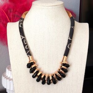 Marc Jacobs Black and Rose Gold Statement Necklace